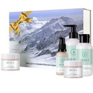 Meola Swiss Glacier Skincare Combo for Women and Men – Pack of 5 Including Face Cleanser, Serum, Day Cream, Night Cream and Body Lotion Hydrating Skin Care Kit and Gift Set for Healthy Glowing Skin